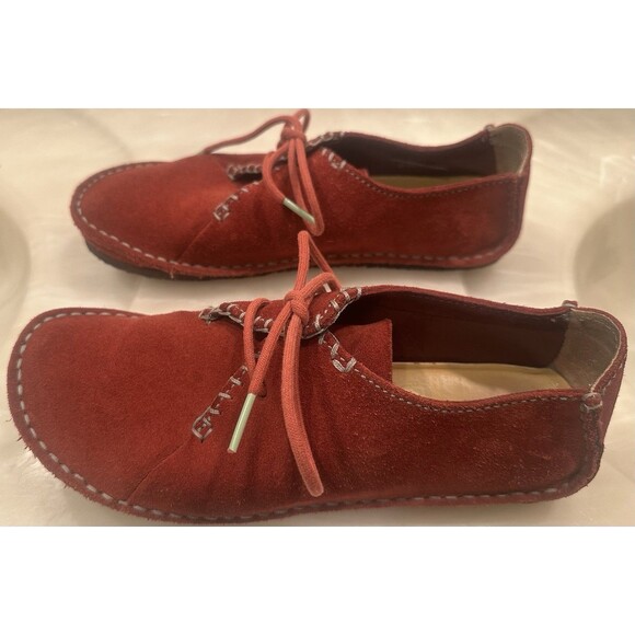 Clarks Originals Red Suede Wallabee Shoes Women’s 7M Crepe Sole - Picture 3 of 6